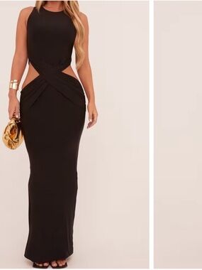 Sexy Sleeveless Cutout Waist Maxi Dress